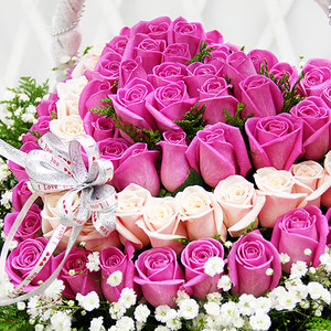 장미 하트 꽃바구니 핑크 100송이 프로포즈 선물